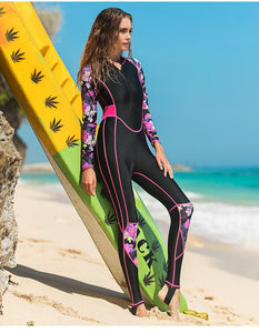 Ladies diving suit one-piece sunscreen long-sleeved conservative snorkeling suit slim swimsuit women