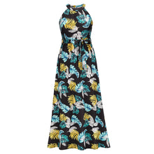 Load image into Gallery viewer, Hanging neck retro print dress seaside beach dress