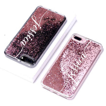 Load image into Gallery viewer, Personalized Custom Liquid Glitter Silver Name Text Soft Bumper Phone Case For iPhone