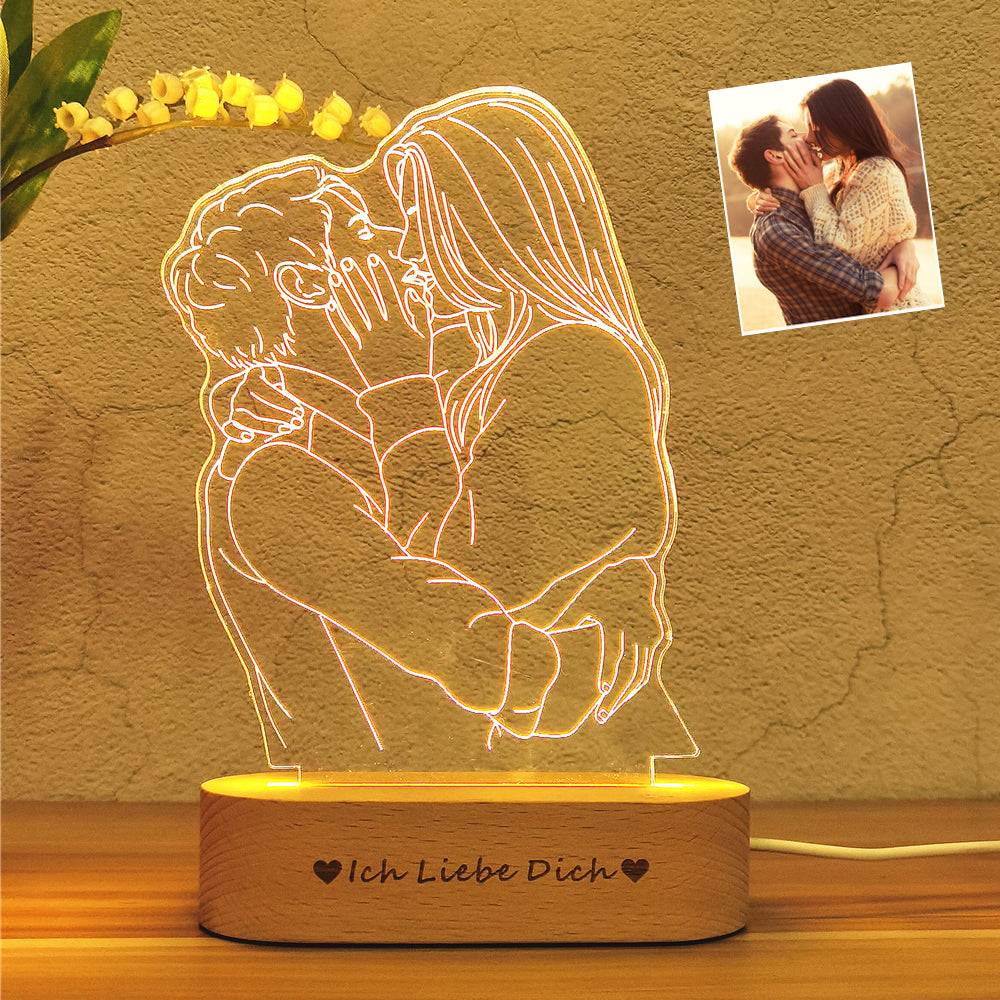 Personalized Custom Photo 3D Lamp Text Customized Bedroom Night Light Wedding Anniversary Birthday Gift