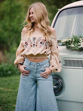 Load image into Gallery viewer, Embroidered Puff-sleeves Blouses&amp;Shirts Top