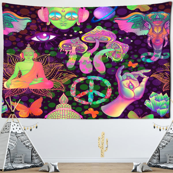 Psychedelic Mushroom Indian Mandala Tapestry Wall Hanging Bohemian Gypsy Psychedelic Tapiz Witchcraft Tapestry