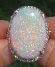 Load image into Gallery viewer, Large Natural Gemstone Opal Sparkling Ring Jewelry
