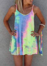 Load image into Gallery viewer, Colorful Tie Dye Twist Summer Strap Sleeveless Mini Dress