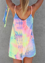 Load image into Gallery viewer, Colorful Tie Dye Twist Summer Strap Sleeveless Mini Dress