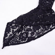 Load image into Gallery viewer, Woman Black Goth Sexy Lace Bodysuit Rompers A Line Skirt Suspender Lace Up See Through Club Wear