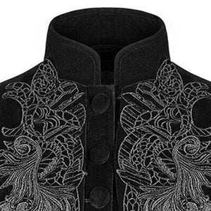 Women Gothic Vintage Overcoat Black Coat Zipper Outwear Plus Sizes Retro Bandage Lace Up Jacket