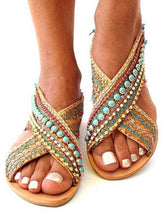 Load image into Gallery viewer, Ethnic Style Flat Large Size Sandals