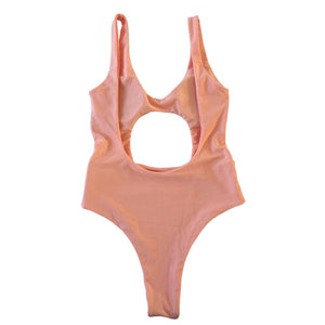 Solid Color Sexy Hollow Solid One-piece Swimwear