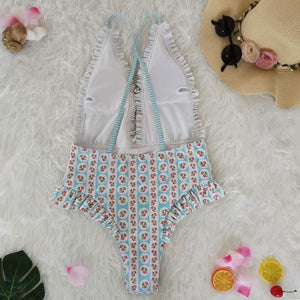 Beach Sweet Print Floral Ins Style One Piece Swimsuit