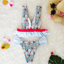 Load image into Gallery viewer, V-Neck Bow Knot Floral Print Bikini Set