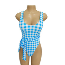 Load image into Gallery viewer, Blue Plaid Ins Style One Piece Swimsuit