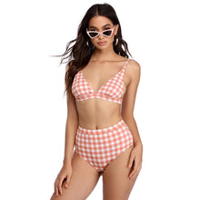 Load image into Gallery viewer, Plaid High Waist Ladies Two-piece Bikini