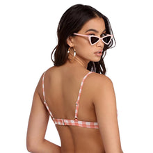 Load image into Gallery viewer, Plaid High Waist Ladies Two-piece Bikini