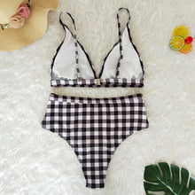 Load image into Gallery viewer, Plaid High Waist Ladies Two-piece Bikini