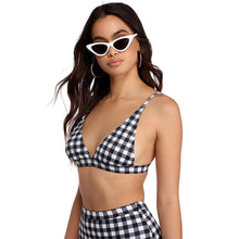 Load image into Gallery viewer, Plaid High Waist Ladies Two-piece Bikini