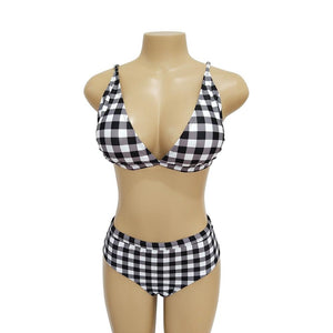 Plaid High Waist Ladies Two-piece Bikini