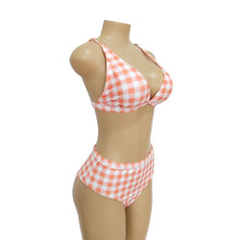 Load image into Gallery viewer, Plaid High Waist Ladies Two-piece Bikini