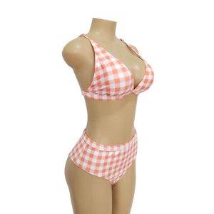 Plaid High Waist Ladies Two-piece Bikini