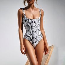 Load image into Gallery viewer, Two Colors Python Pattern Print One Piece Swimsuit
