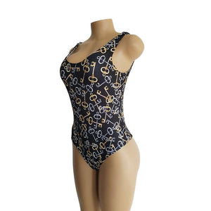 Keys Pattern Print One Piece Swimsuit