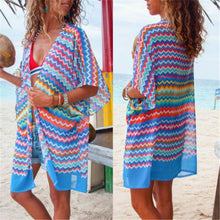 Load image into Gallery viewer, Sexy Women Chiffon Beach Dress Bathing Open Cardigan Bikini Cover Up Leaves Printed Beachwear Dress