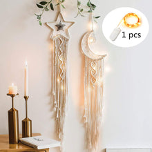Load image into Gallery viewer, Star Moon Sun Dream Catcher Boho Home Wall Decor Girls Kids Nursery Garden Decoration Outdoor Gifts With Light