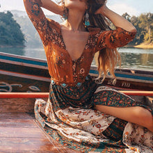 Load image into Gallery viewer, Summer Fashion Print Bohemian Floral Patchwork Casual Beach Maxi Dress