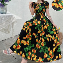 Load image into Gallery viewer, Summer Woman Clothing Loose Bohemian Floral Cotton Beach Korean Style Off-Shoulder Print Casual Vintage Vestidos Robe Maxi Dress