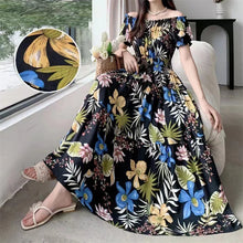 Load image into Gallery viewer, Summer Woman Clothing Loose Bohemian Floral Cotton Beach Korean Style Off-Shoulder Print Casual Vintage Vestidos Robe Maxi Dress