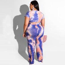 Load image into Gallery viewer, Summer Women Short Sleeve Wide Leg Pant 2 Piece Set Tie Dye Tracksuit Casual Loose Outfits