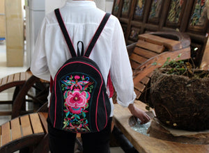New National Style Embroidered backpack retro embroidered fashionable women's bag travel backpack canvas schoolbag