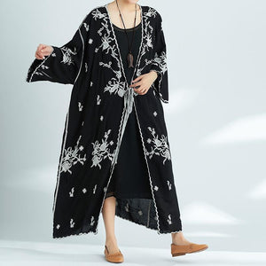 Plus-Size Increase Long Cardigan Tie Shawl National Style Retro Wild Sun Protection Clothing