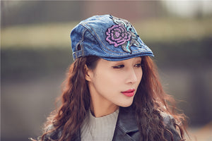 Embroidered Flower Baseball Hat Bailey Hat Ethnic Style Hat Hip Hop Hat Cowboy Forward Hat