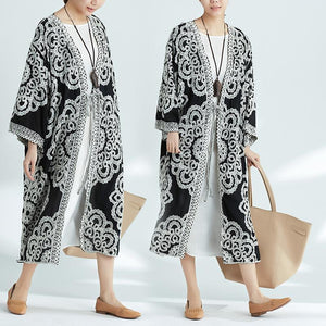 Plus-Size Increase Long Cardigan Tie Shawl National Style Retro Wild Sun Protection Clothing