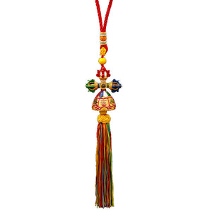 Tibetan Ping'an  hung with Tantric Ten Phases Free Spinning Drum, Vajra pestle Car Pendant Room Decor Pendant