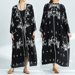 Plus-Size Increase Long Cardigan Tie Shawl National Style Retro Wild Sun Protection Clothing