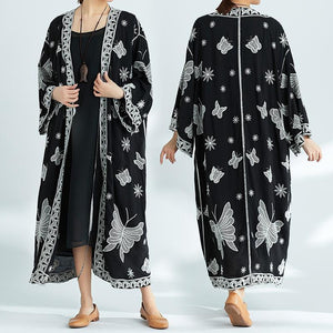 Plus-Size Increase Long Cardigan Tie Shawl National Style Retro Wild Sun Protection Clothing