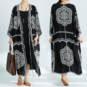 Plus-Size Increase Long Cardigan Tie Shawl National Style Retro Wild Sun Protection Clothing