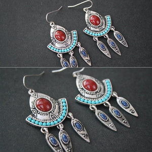 Retro Ethnic Tassel Earrings Female Pure Silver Needle Earrings