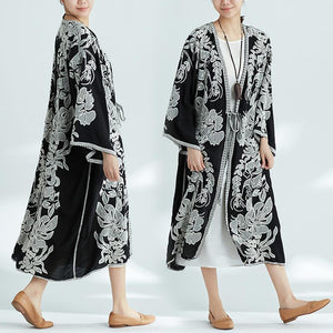 Plus-Size Increase Long Cardigan Tie Shawl National Style Retro Wild Sun Protection Clothing