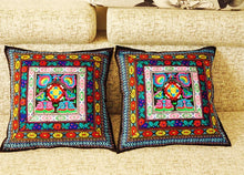 Load image into Gallery viewer, Ethnic Handicrafts Fabric Embroidery Pillowcase National Style Flower Picture Cushion cover