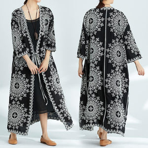 Plus-Size Increase Long Cardigan Tie Shawl National Style Retro Wild Sun Protection Clothing