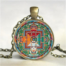 Load image into Gallery viewer, Tibetan Buddhist mandala necklace, Sacred geometry Jewelry , Spiritual gift, men necklace, black men&#39;s mandala pendant