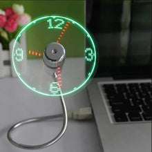 Load image into Gallery viewer, USB Fans Clock Mini Time and Temperature Display Creative Gft with LED Light New Cool Gadgets Products for Laptop PC
