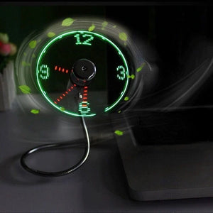 USB Fans Clock Mini Time and Temperature Display Creative Gft with LED Light New Cool Gadgets Products for Laptop PC