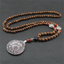 Load image into Gallery viewer, Unisex Handmade Necklace Nepal Buddhist Mala Wood Beads Pendant &amp; Necklace Ethnic Fish Horn Long Statement Men Women&#39;s Jewelry