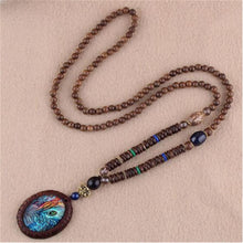 Load image into Gallery viewer, Unisex Handmade Necklace Nepal Buddhist Mala Wood Beads Pendant &amp; Necklace Ethnic Fish Horn Long Statement Men Women&#39;s Jewelry