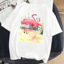 Load image into Gallery viewer, Women Summer Vintage Watercolor Flamingo Animal Printed T-shirt