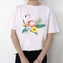 Load image into Gallery viewer, Women Summer Vintage Watercolor Flamingo Animal Printed T-shirt